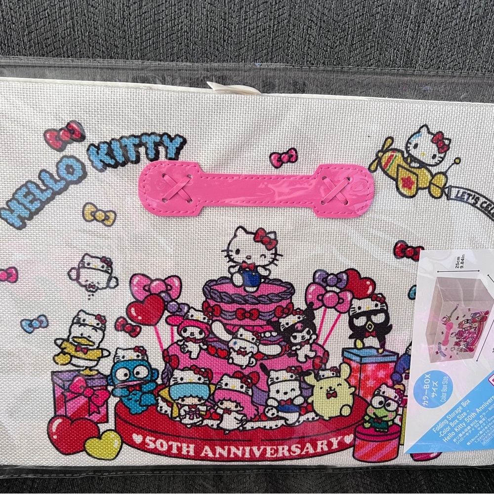 NWT Hello Kitty 50th Anniversary Canvas Study Folding Storage Box